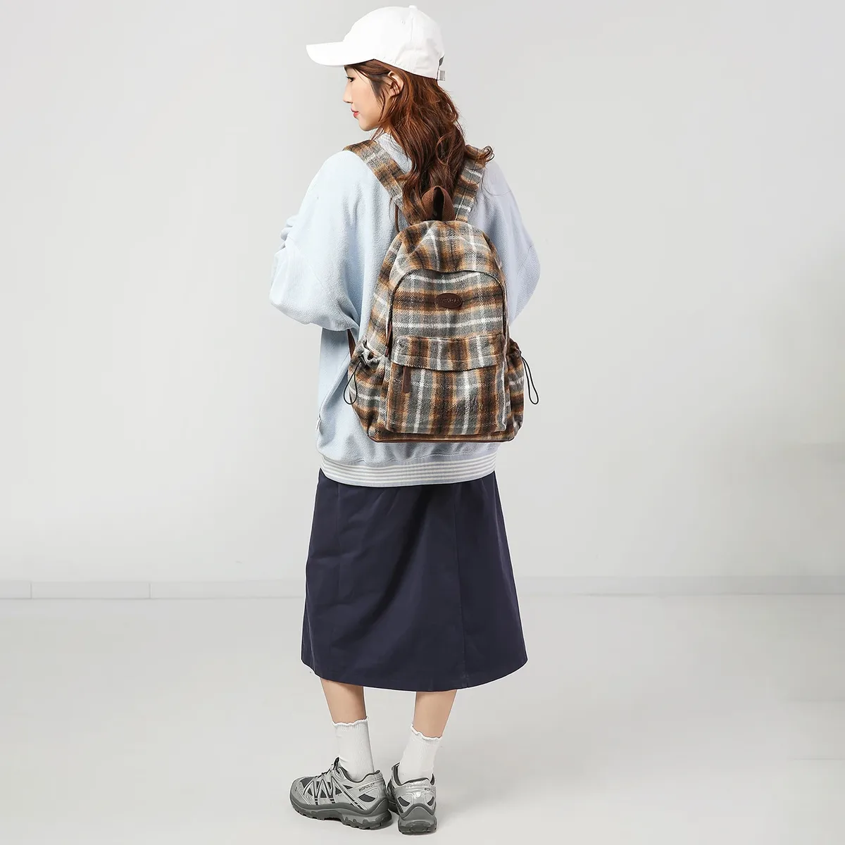toile de laine motif damier femme sac à dos école livre sacs pour adolescentes garçon femme collège sac étudiant loisirs bagpack
