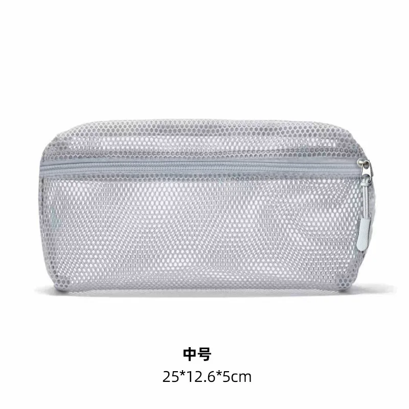 pochette de rangement pour pinceaux de maquillage en nylon, 1 pièce, pochette à main avec fermeture éclair, sac à cosmétiques, pochette en maille polyvalente, étui de voyage