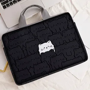 sac à main pour ordinateur portable avec imprimé chat, résistant aux chocs, sac de transport portable avec poignée pour ordinateur portable, voyage, école