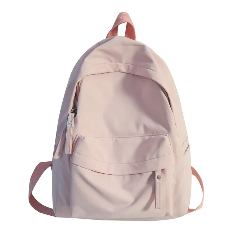 sac à dos simple de couleur unie pour femmes 2022 sacs d'école en nylon imperméable pour adolescentes sac à dos de voyage pour dames sac à bandoulière