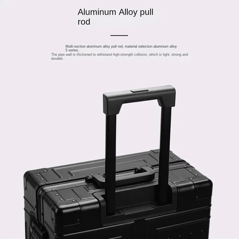 valise en aluminium de 20/24/26/28 pouces, boîtier de chariot en alliage, bagages roulants de grande capacité de 30 pouces, valise de voyage avec roulettes