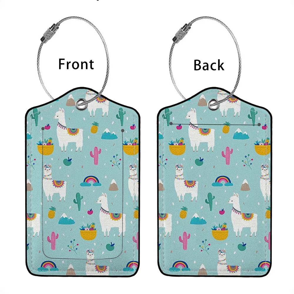 vente flash étiquette de bagage en cuir avec animaux mignons, étiquette d'adresse pour valise, étiquette d'embarquement pour bagage, clip d'identification avec nom et adresse