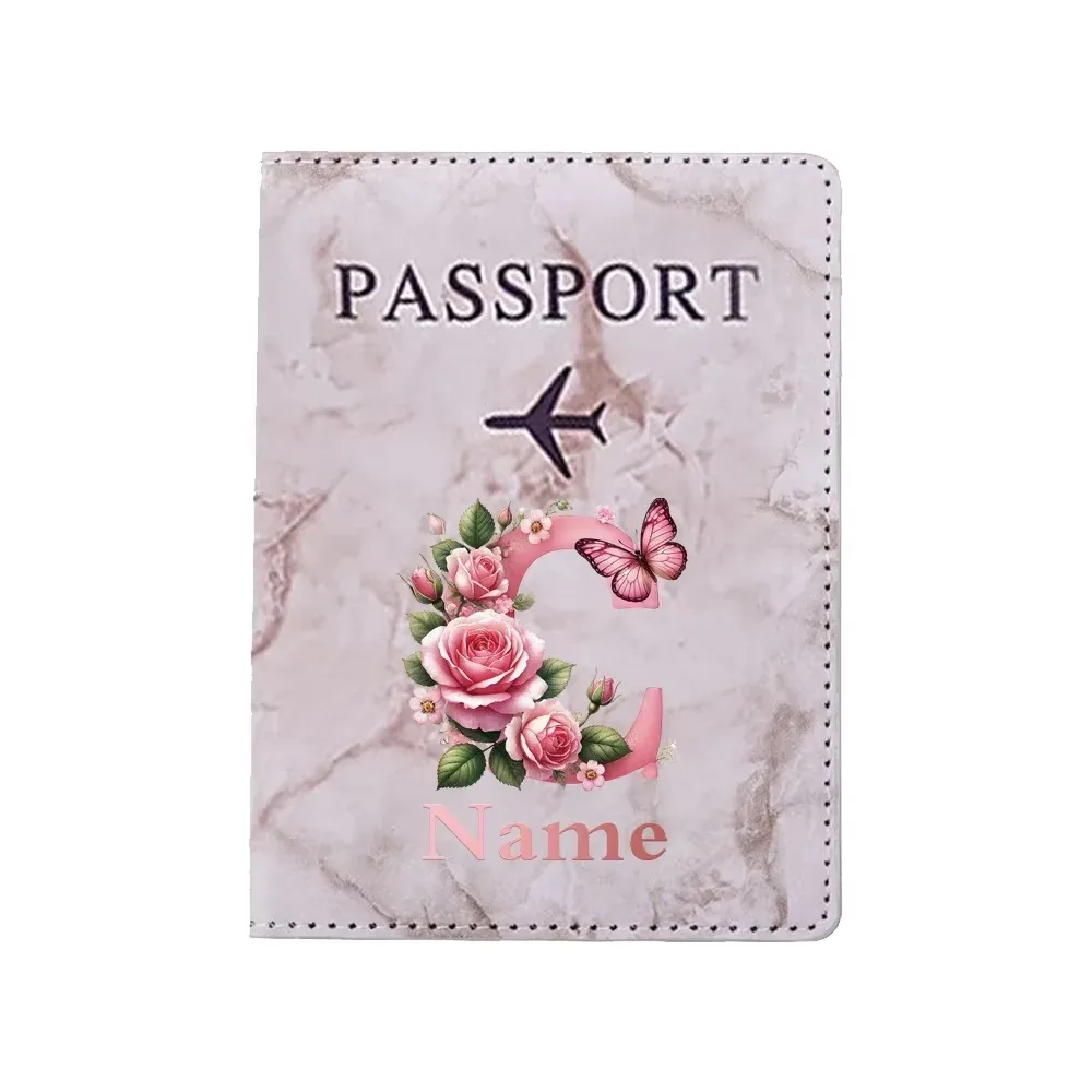 porte-passeport personnalisé avec lettres florales, nom personnalisé, pratique pour les voyages, les affaires, les mariages, cadeau
