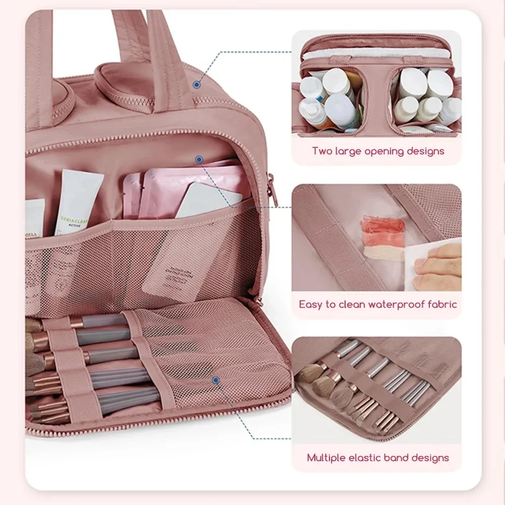 trousse de maquillage portable, trousse de toilette étanche de voyage, pochette de rangement de maquillage à la mode, trousse de toilette multi-compartiments pour cosmétiques