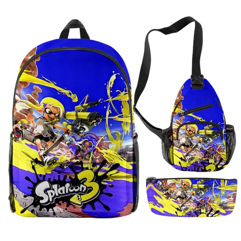 splatoon 3-sac à dos de voyage à fermeture éclair, oxford, cartable d'école harajuku, à la mode, pour cosplay