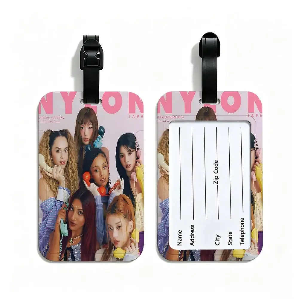 k-katseye singer étiquette de bagage légère en pvc anti-perte avec pochette amovible pour carte d'information, accessoire de voyage pour sac à dos