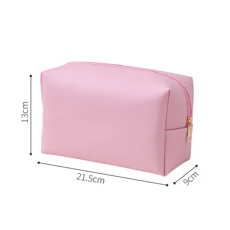 sacs à cosmétiques de couleur unie pour femmes, sac de rangement de maquillage portable de voyage, pochette de toilette à fermeture éclair