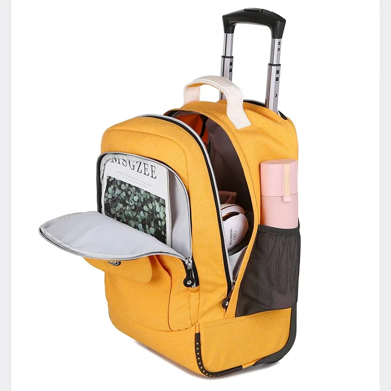 sac à dos roulant pour ordinateur portable, avec roulettes, résistant à l'eau, approuvé au vol, sac à roulettes