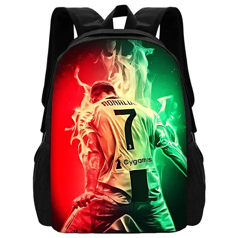 sac à dos d'école pour enfants football star avec sacs à déjeuner r-ronaldos, trousses à crayons, sacs d'école c-cr7 pour garçons et filles, meilleur cadeau