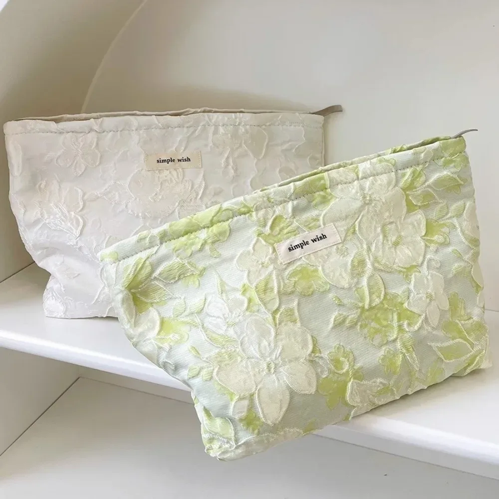 trousse de maquillage imprimée tendance, grande capacité, motif floral, pochette de toilette portable pour l'extérieur