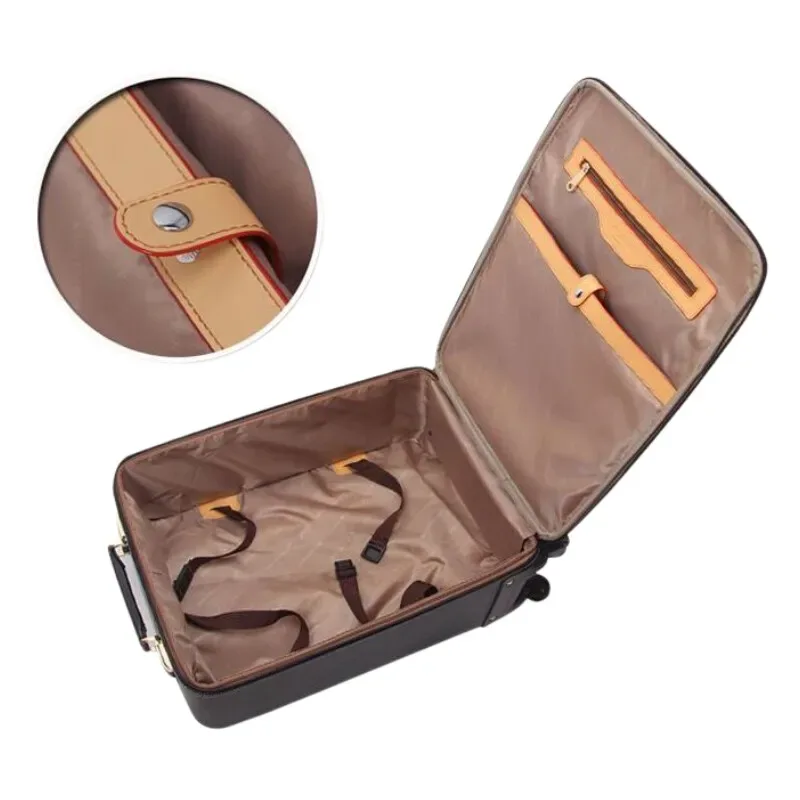 valise à roulettes en cuir véritable pour hommes, bagage à main avec 4 roulettes, valise de voyage d'affaires