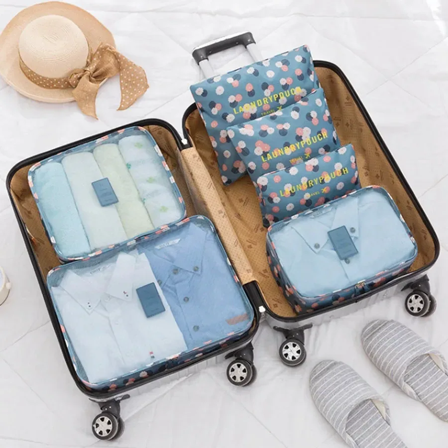 organisateur voyage nylon fleur rose gris rouge kaki vert violet marron orange noir beige transparence pratique elégant compression vêtement cosmétique toilette