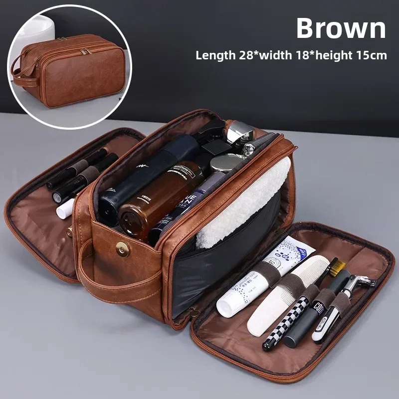 trousse de toilette multi-poches en pu pour femmes et hommes, sacs de maquillage essentiels de voyage, sac suspendu étanche, sac organisateur de lavage de cosmétiques