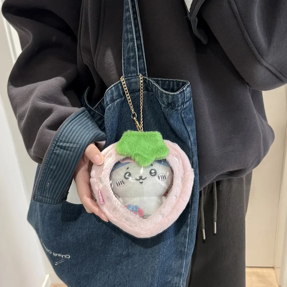 ins pvc poupée coréenne fruits rouges sac pendentif accessoires mignon mode transparent sac de rangement étudiant sac à dos pendentif filles cadeaux