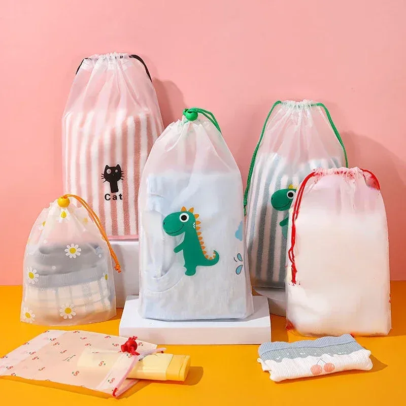 sac à cosmétiques transparent en pvc avec cordon de serrage, 1 pièce, trousse de maquillage transparente pour filles, trousse de beauté portable étanche, trousse de toilette de voyage
