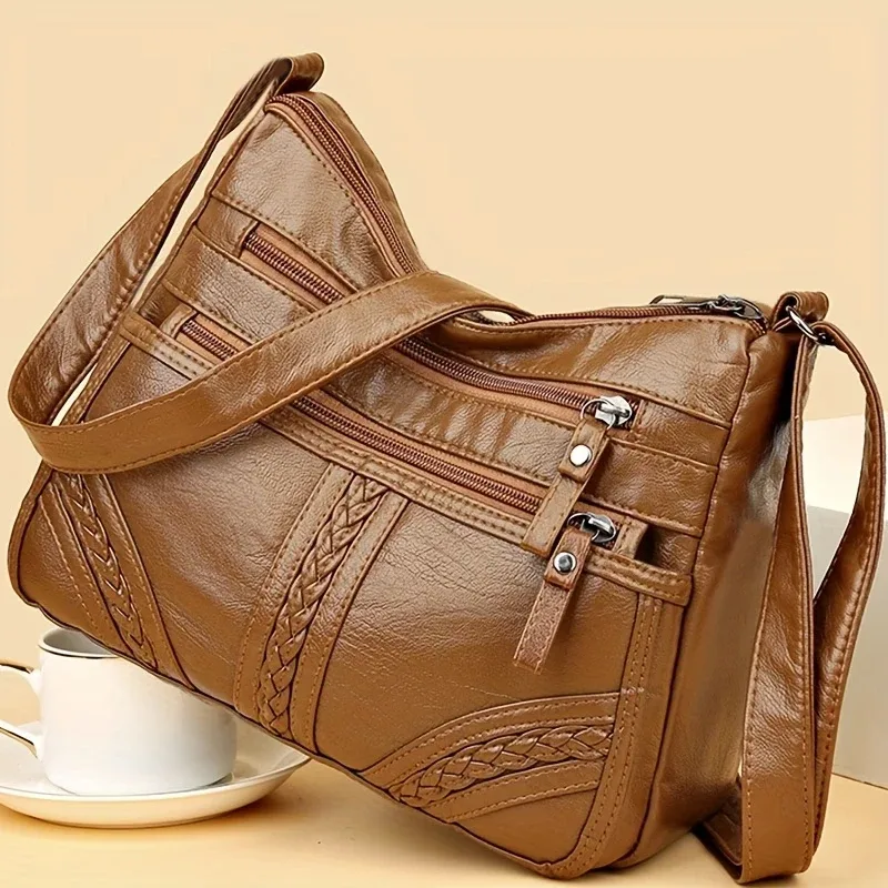 sac bandoulière matelassé multicolore élégant, sac à main en cuir souple pour femme avec bandoulière réglable, idéal pour le quotidien