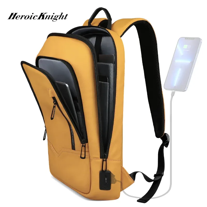 heroic knight mince homme travail sac à dos multifonctionnel mode 15.6 pouces sac à dos pour ordinateur portable décontracté étanche voyage d'affaires sac à dos