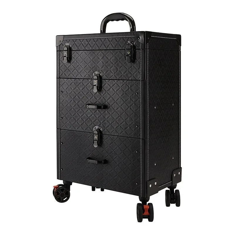 kit professionnel de tatouage et de nail art, valise de maquillage universelle à roulettes, boîte de rangement multi-couches grande capacité pour maquillage