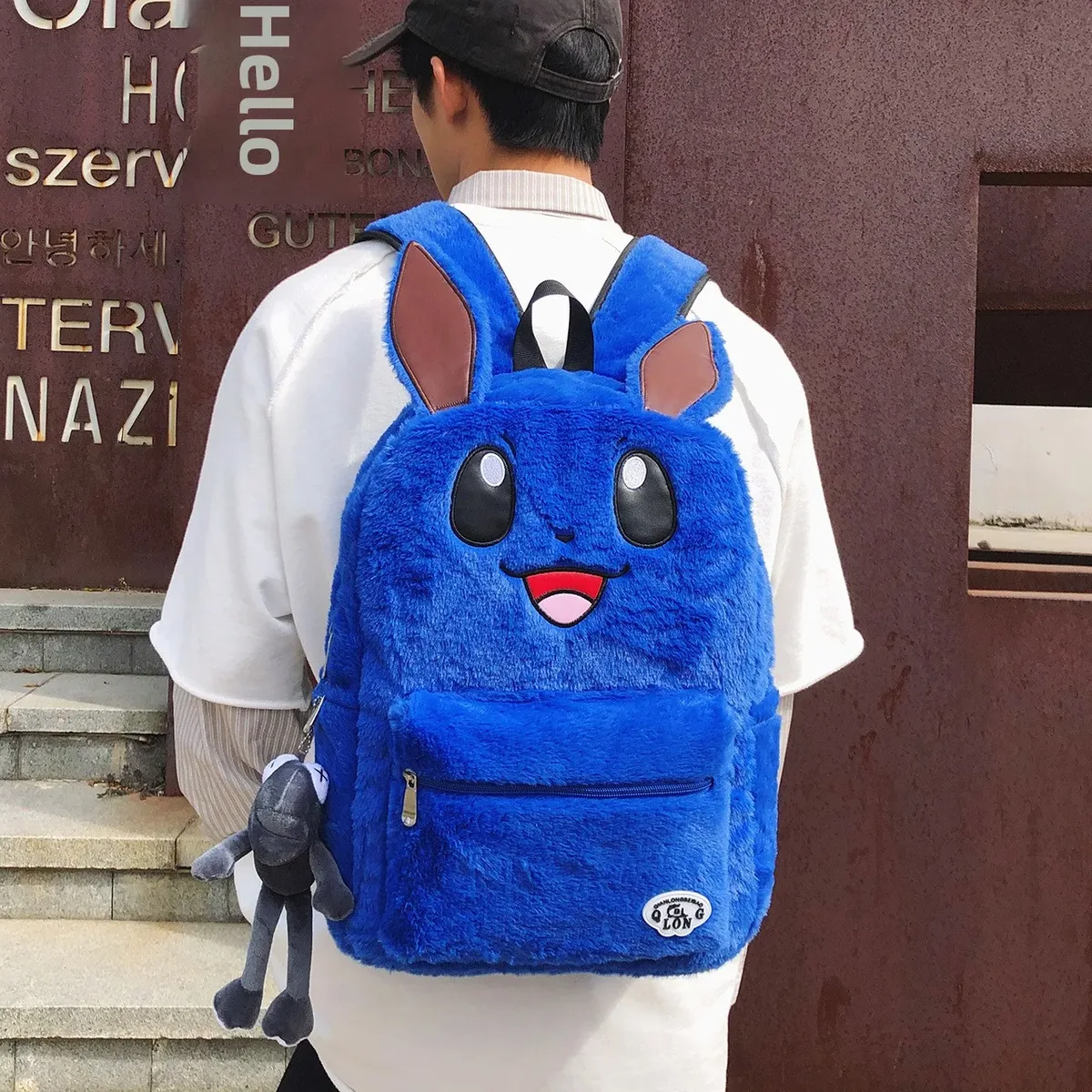 sac à dos en peluche grande capacité eevee dessin animé mignon pour étudiantes, sac à dos double épaule polyvalent et tendance pour l'école
