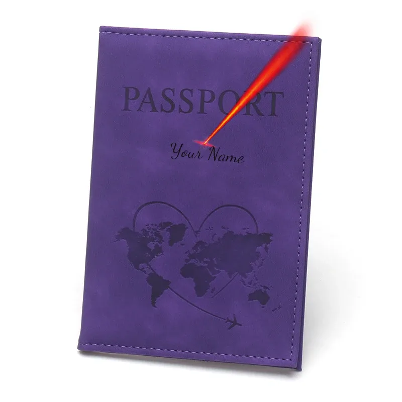 belle couverture de passeport de carte, portefeuille de voyage à la mode, organisateur de documents, passeport, nom personnalisé sur la protection du passeport