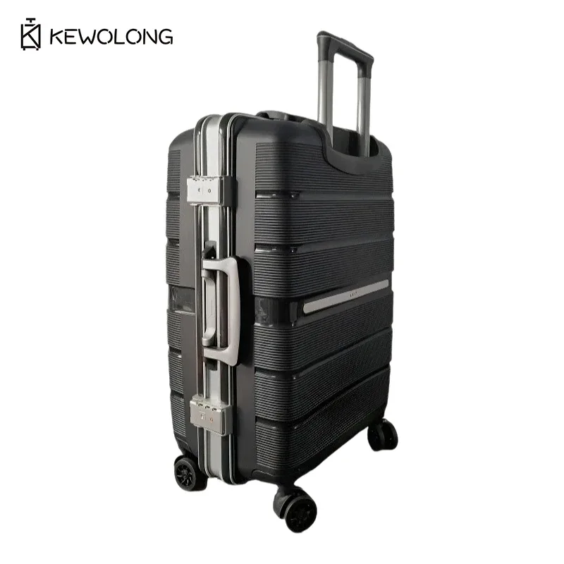 valise rigide à roulettes en pp, bagage cabine de grande capacité avec serrure et 4 roues, trolley de voyage léger et durable