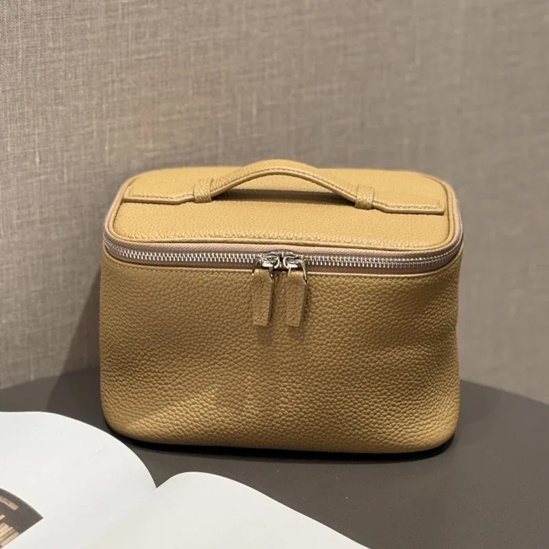sac à cosmétiques en cuir pour femmes, organiseur de toilette de voyage, cuir véritable de haute qualité, trousse de maquillage de luxe, pratique, grande capacité