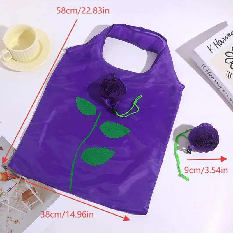 sac de courses pliable portable motif rose, grande capacité, sac fourre-tout léger et durable, sac de voyage, pochette de rangement