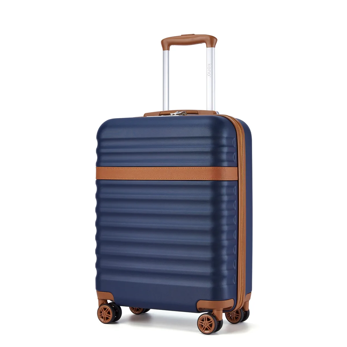 étui rigide kono abs + pc à 4 roues, bagage/valise à main avec chariot à verrouillage tsa (55/65/75 cm)