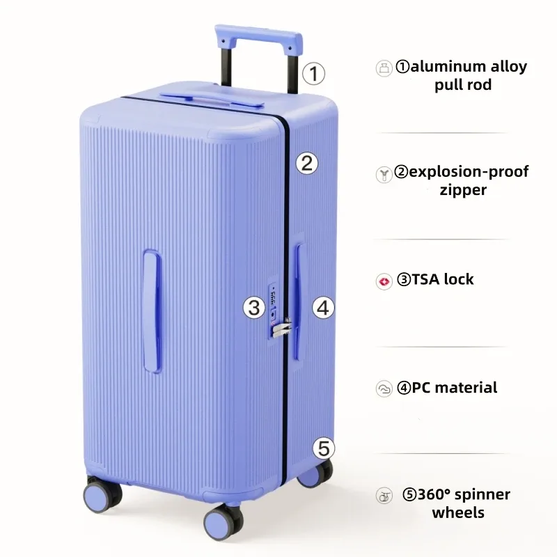 valise rigide en matériau pc avec serrure tsa, bagage à roulettes pour femmes, valise de voyage à grande capacité 20/24/28/30 pouces