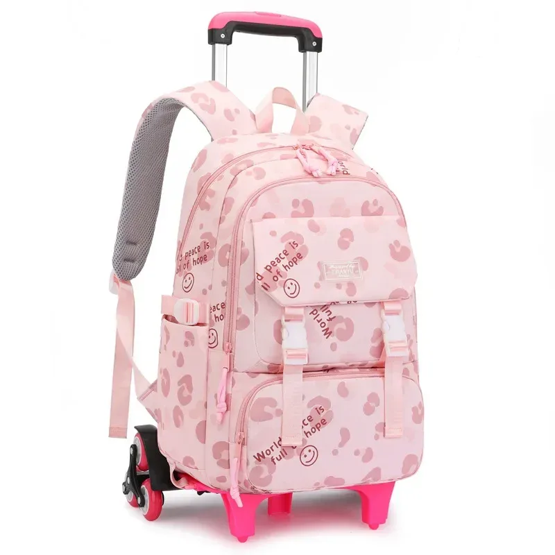 sacs d'école roulants pour filles sac à dos enfants sacs à dos d'école imperméables avec roues collège chariot bagages sac à dos