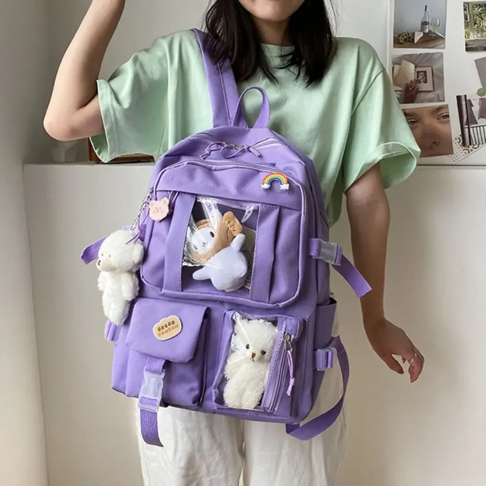 sac à livres simple imperméable en nylon, sac d'école de grande capacité, sac à dos de voyage pour adolescents