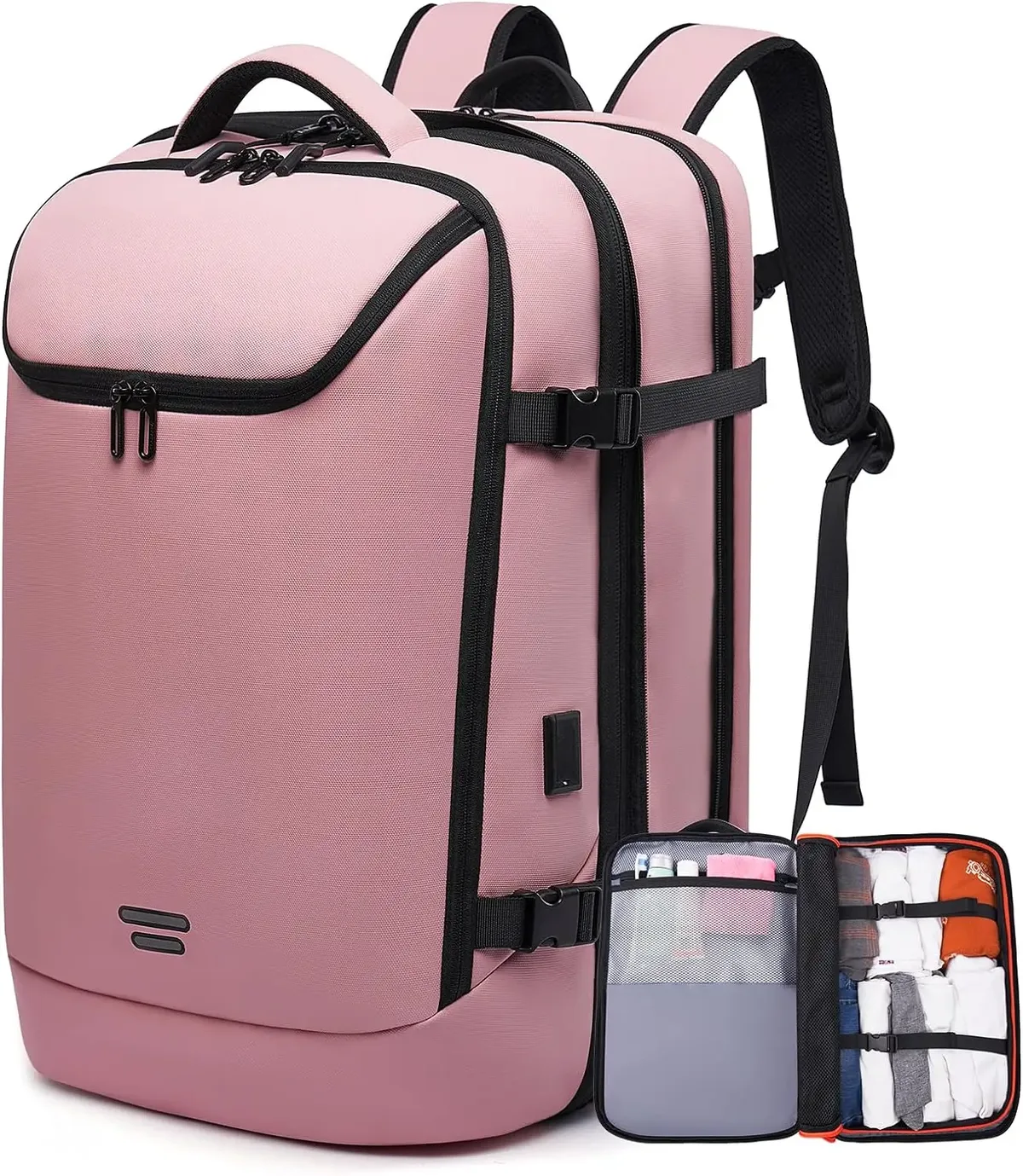 sac à dos de voyage extensible de 40l à 50l avec 3 cubes d'emballage, pour ordinateur portable de 17.3 pouces, grande capacité, pour hommes et femmes