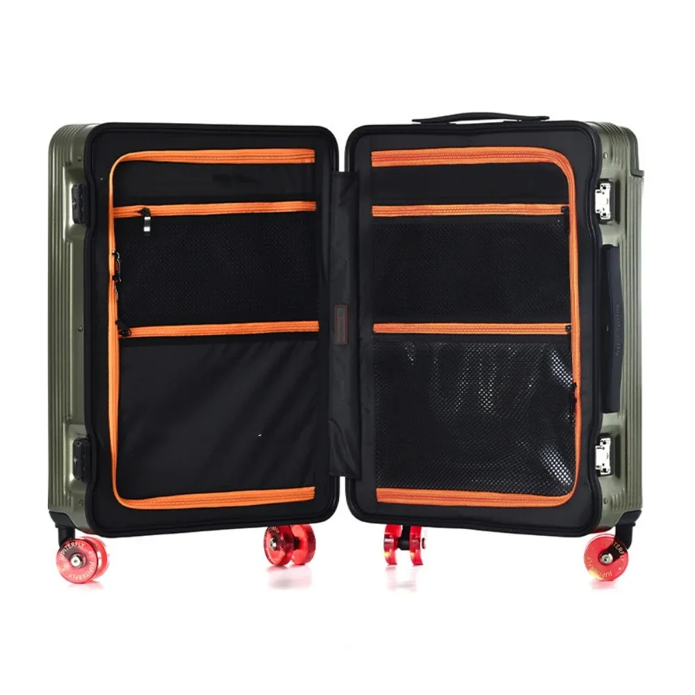 valise de luxe à roulettes avec cadre en aluminium étroit, serrure tsa, coque rigide en pc de haute qualité, poignée large pour le voyage