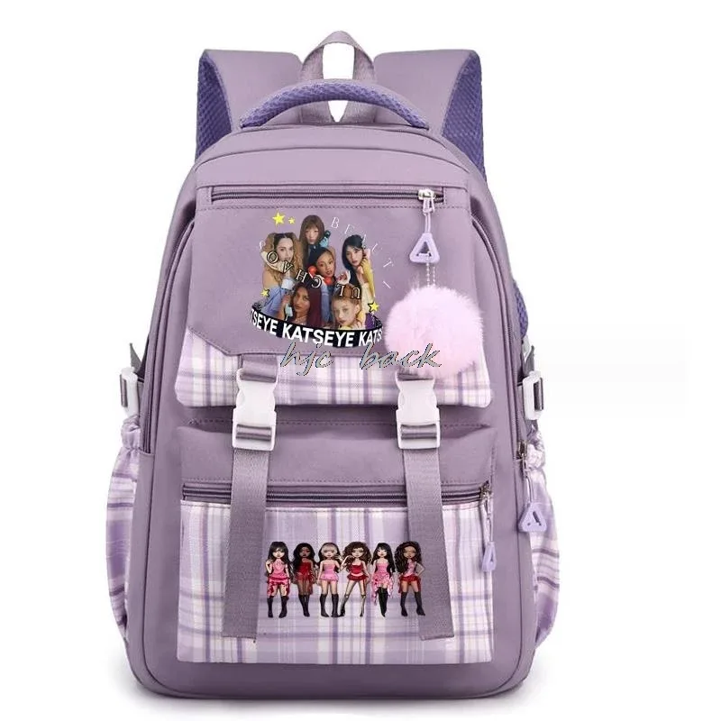 katseye chaud drôle impression sacs d'école adolescentes grande capacité en plein air voyage sac à dos multi-fonction dessin animé étudiants sac à dos
