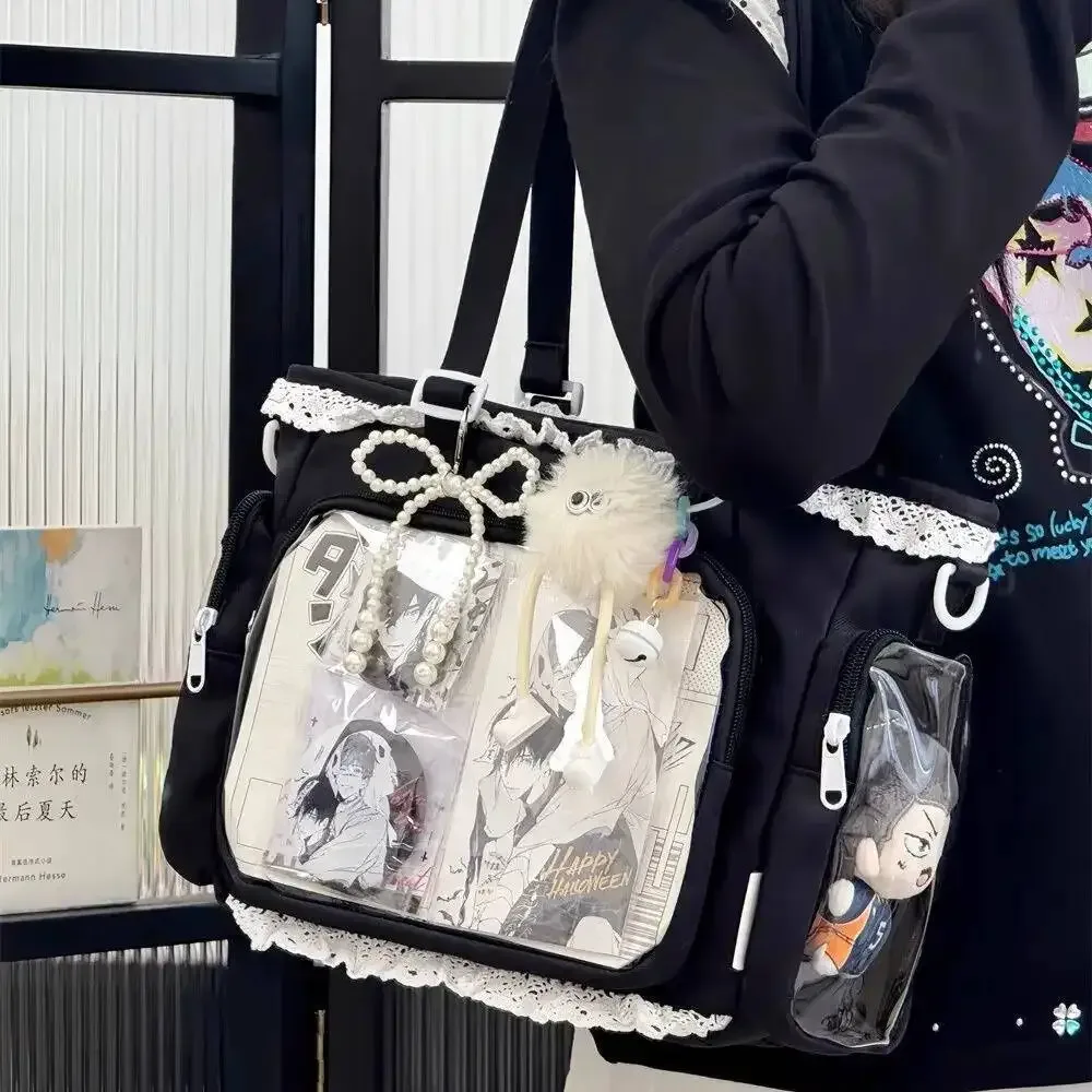 y2k mignon japonais ins ita sac lolita fille fourre-tout transparent sac à bandoulière grande capacité sac à bandoulière décontracté bricolage affichage sacs à main