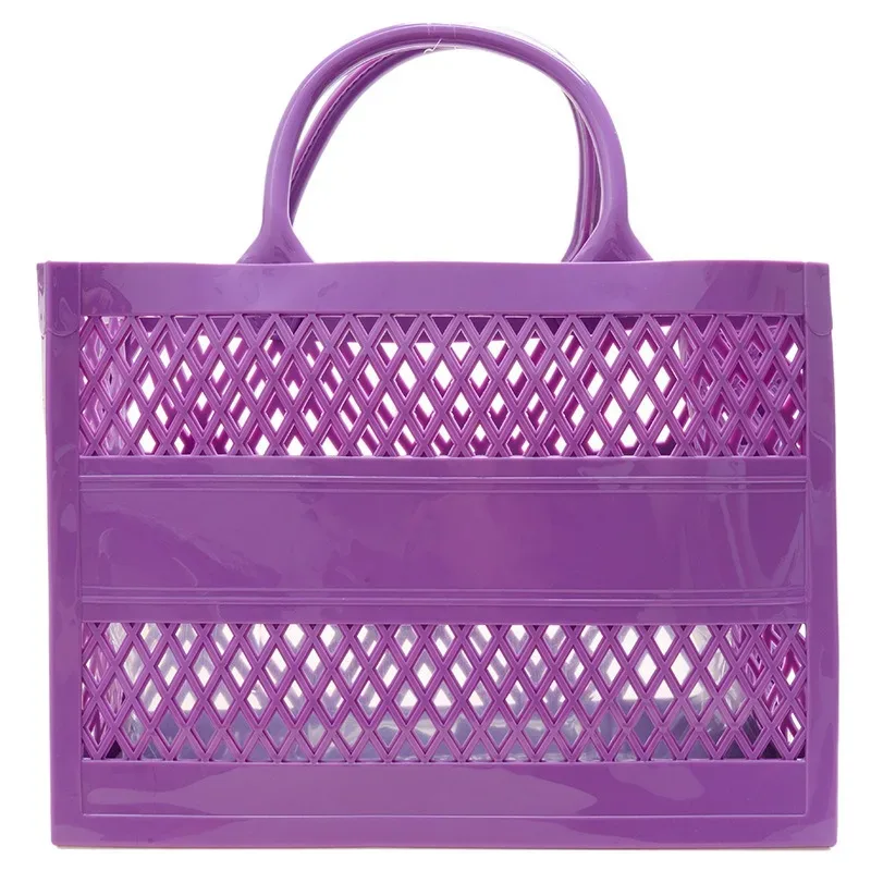 2025 nouveau grand sac de plage en caoutchouc pvc imperméable plage voyage pique-nique panier de rangement femmes shopping sacs à main sac gelée sac fourre-tout ins