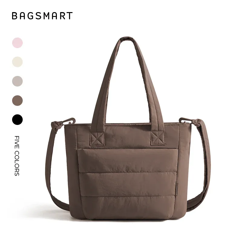 bagsmart sac fourre-tout rembourré pour femme, sac à bandoulière simple, grande capacité, sac à bandoulière pour étudiant, sac à main d'extérieur décontracté