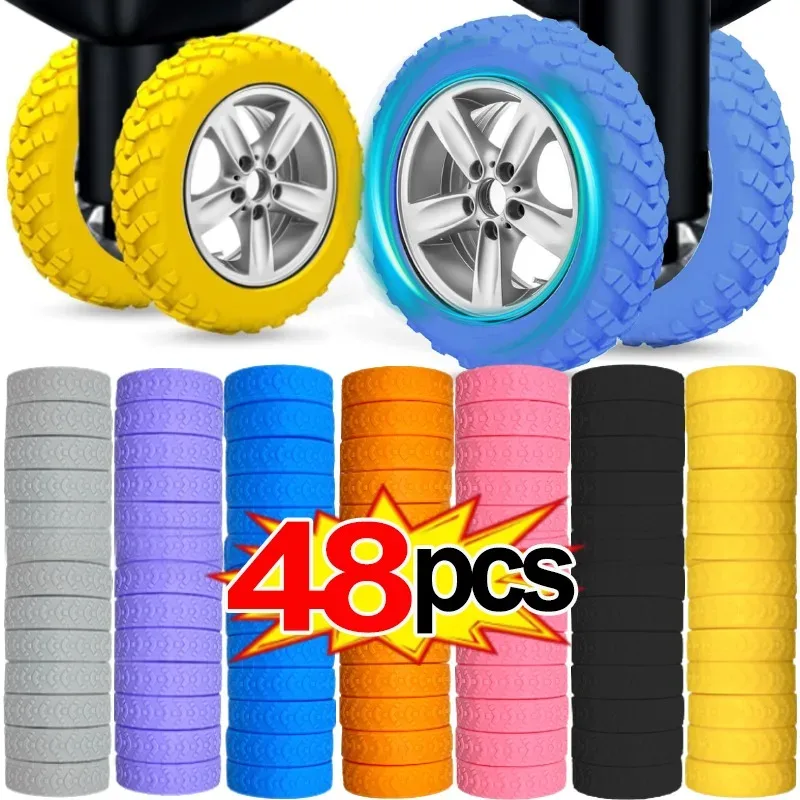 protecteur de roues de bagages en silicone, 2/48 pièces, roulettes, chaussures, valise de voyage, réduit le bruit, accessoires de couverture de protection de roue