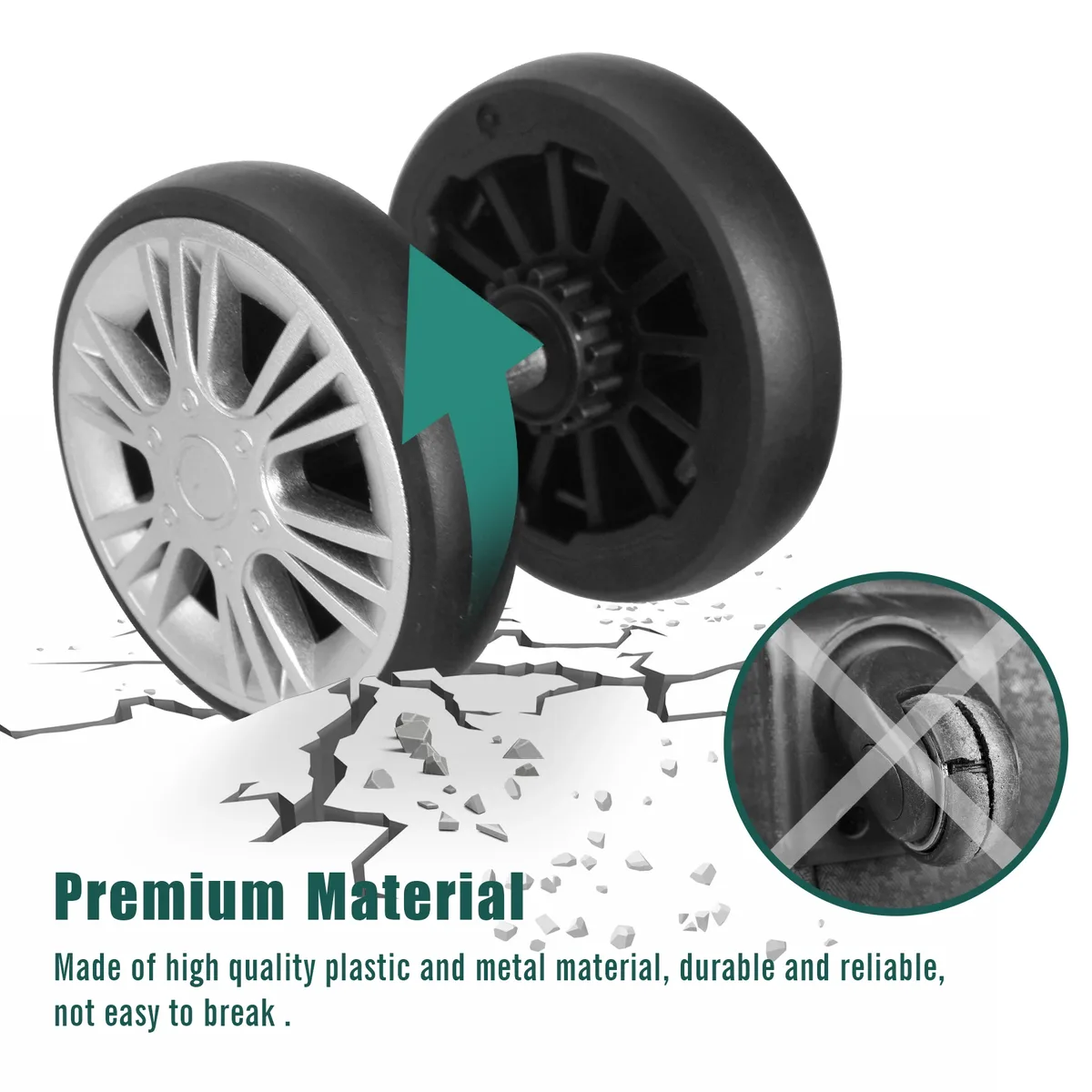 guguluza lot de 4 roues de rechange argentées pour bagages avec vis, roulettes de valise de voyage diamètre 55 mm, pièces de réparation pour chariot