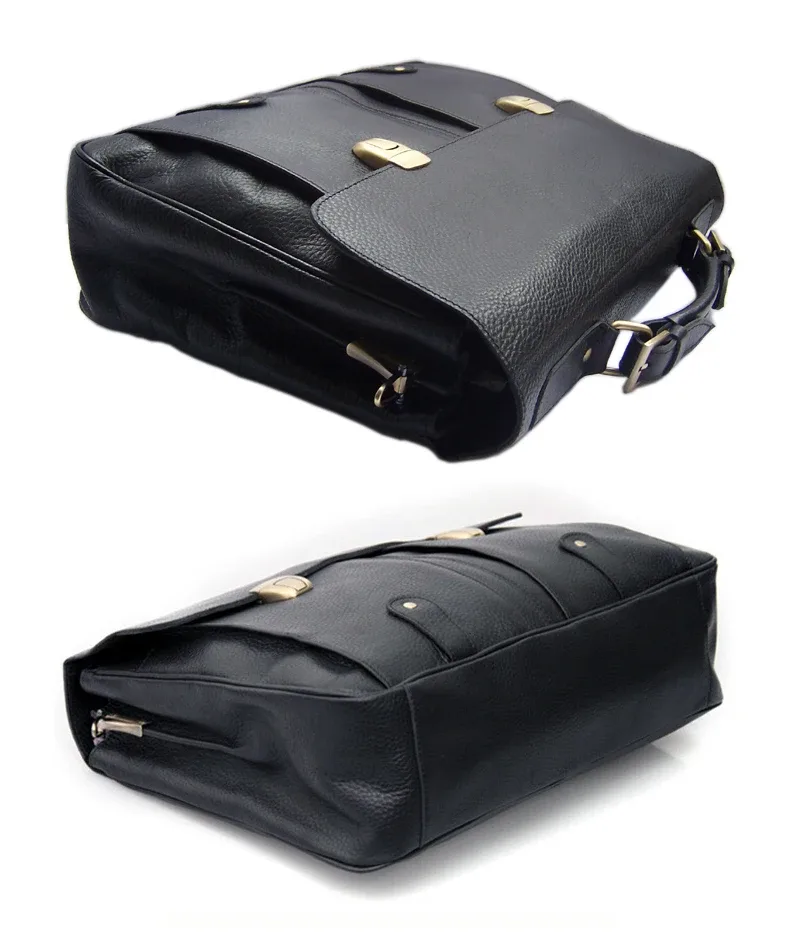 sacoche de haute qualité en cuir de vache véritable pour hommes, sac d'affaires, étui pour ordinateur portable 15,6", porte-documents masculin, sacoche de bureau, sac messager.