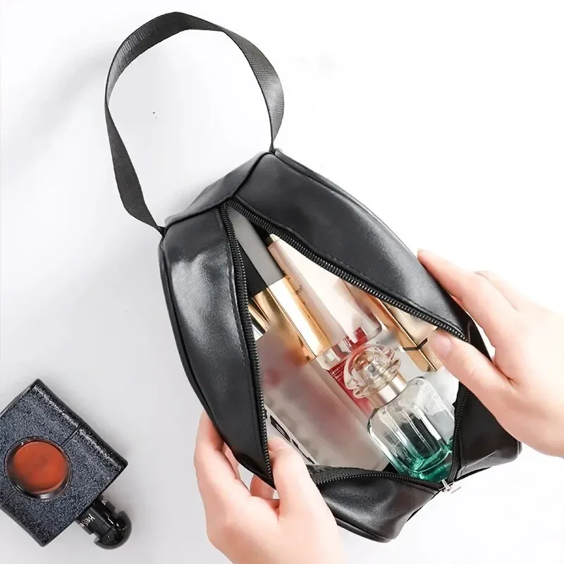 trousse toilette pvc transparent rose noire classique fermeture éclair moraillon voyage cosmétiques grande capacité