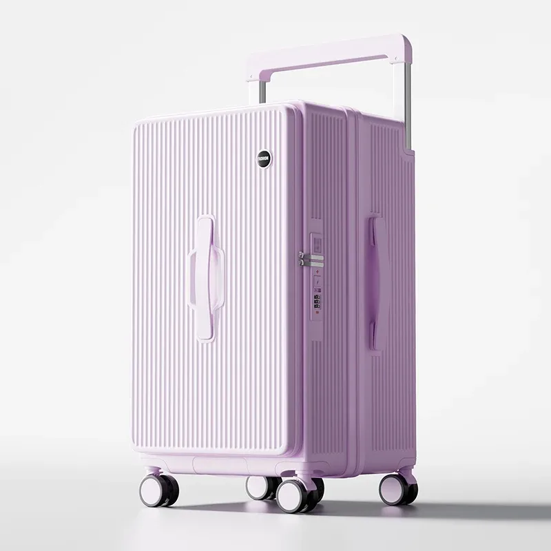valise bagage roulante pc violet gris design moderne transport voyage capacité grande roues toupies poignée traction large compacte