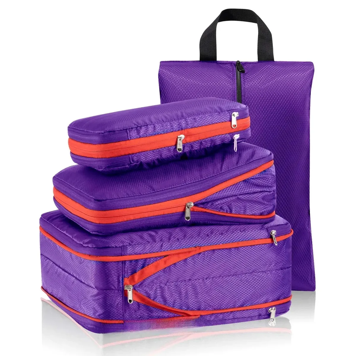 organisateur voyage compression double sacs rangement tissu noir bordure rouge polyvalent transport chaussures vêtements