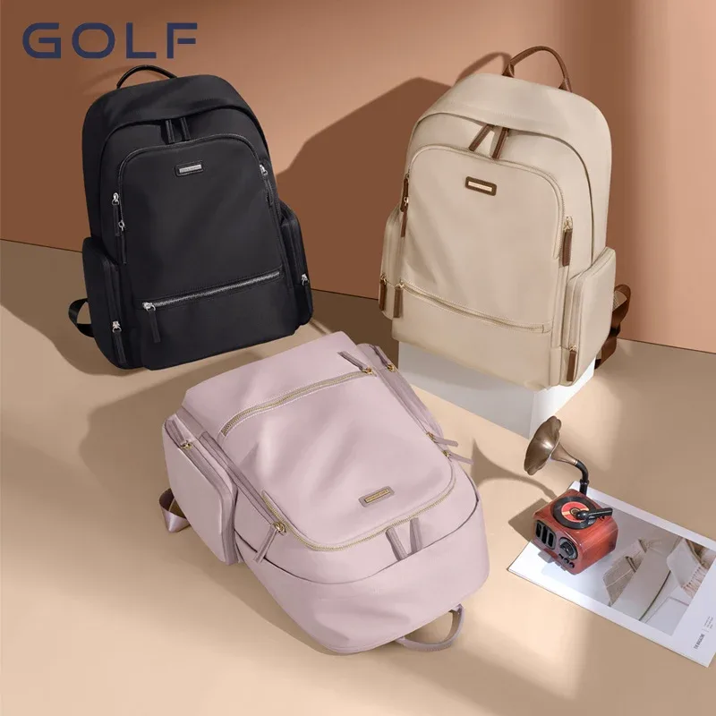 sac à dos de mode pour femmes golf, sac de voyage en nylon de couleur unie, sac d'école pour les trajets quotidiens, sac à dos pour ordinateur portable de 15 pouces pour étudiantes