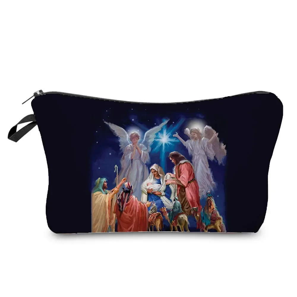 trousse de toilette à motif spinal pour femme, trousses de maquillage brodées personnalisées, trousse de toilette de voyage, belle déesse, imprimé enfant