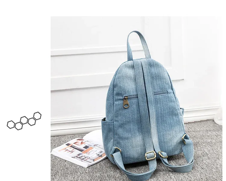 sac à dos en toile denim bleu pour femmes, grande capacité, sac d'école de haute qualité, sac à bandoulière de voyage décontracté en jean, mochila