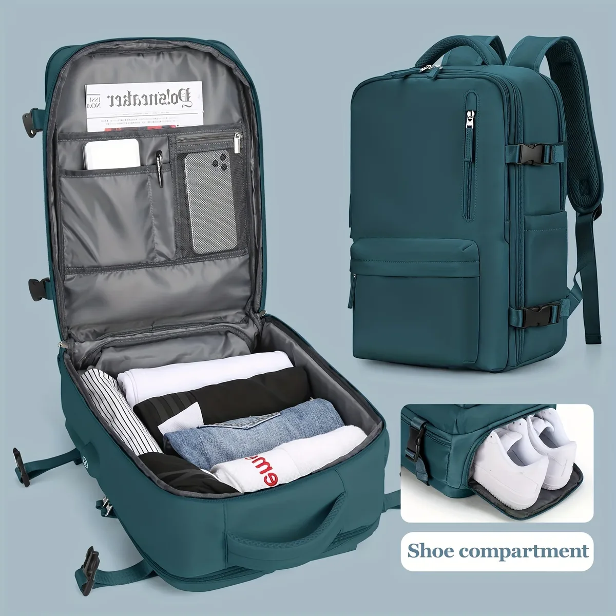 sac à dos de voyage, sac d'articles personnels pour vol approuvé, valise à main 35l, sac de week-end étanche pour hommes et femmes
