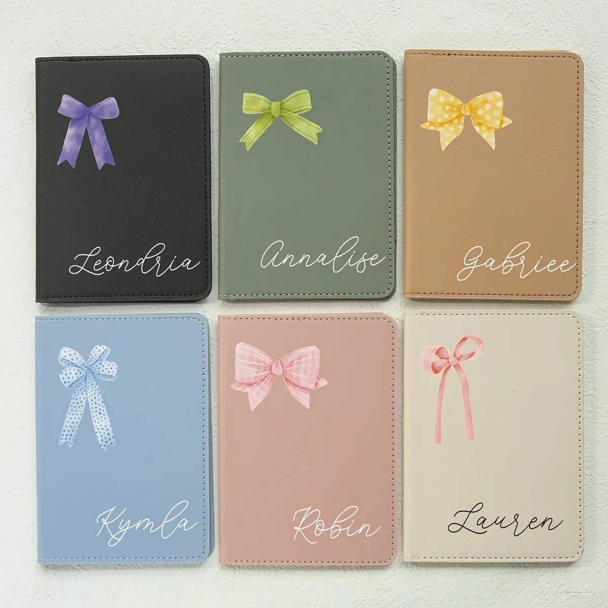 porte-passeport personnalisé avec motif de nœud, étui élégant pour cartes de voyage, cadeau adorable pour mariage, anniversaire, saint-valentin, amoureux