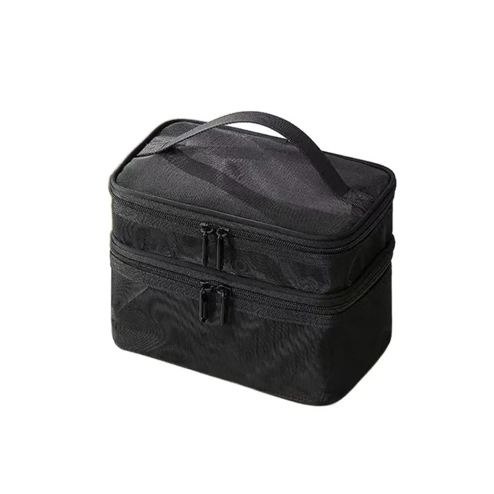 sac de voyage portable en maille transparente à 2/3 couches, grande capacité, trousse de toilette, trousse de maquillage à 2/3 couches, organisation des articles de toilette