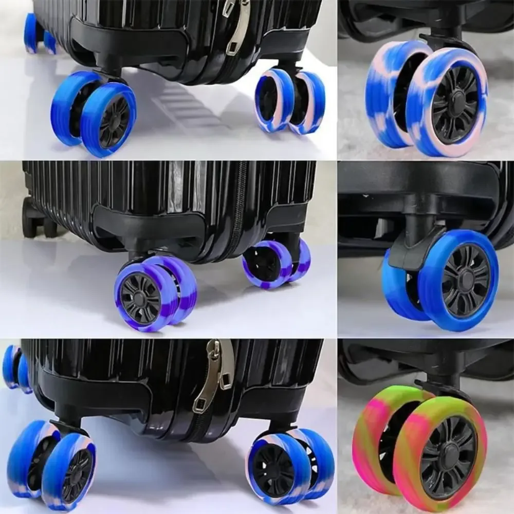protecteur de roues de bagages en silicone, pièces de valise, de voyage, chaussures épaisses, 4 pièces